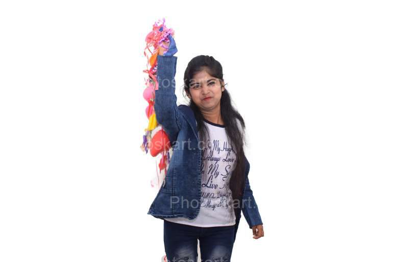 A Gorgeous Girl In Party Mood Isolated On White Background