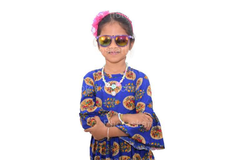 An Indian Little Cute Girl Wearing Sunglass Stock Images