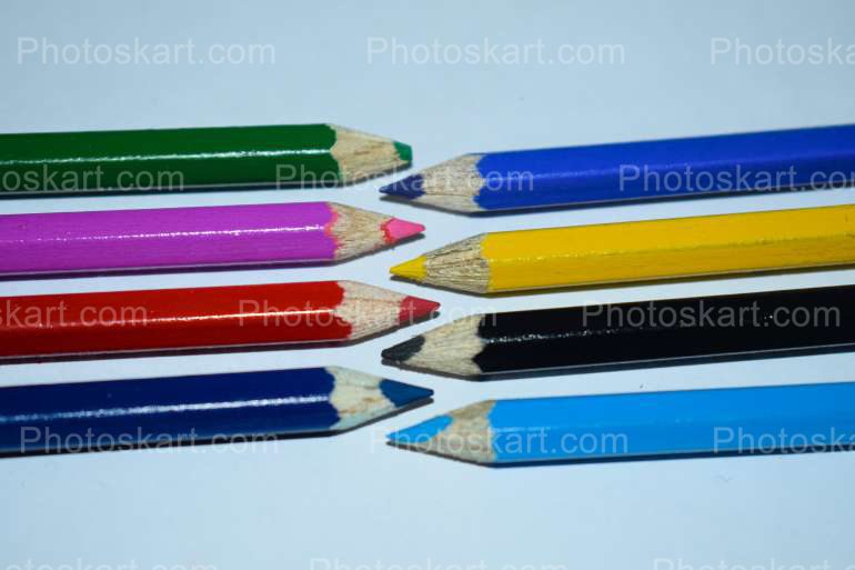Set Of 8 Colors Pencils Stock Image