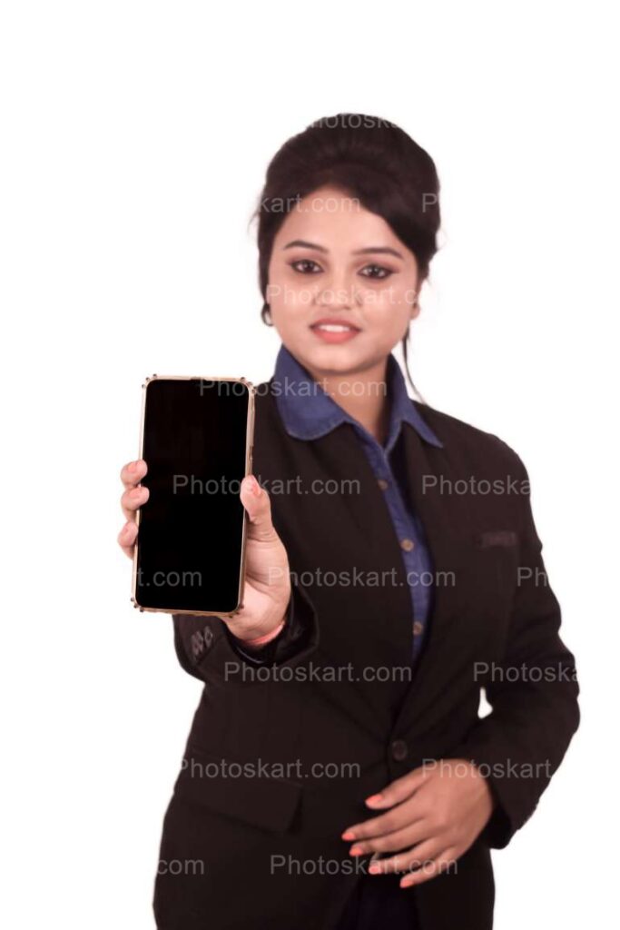 An Indian Working Women Showing Her Phone Portrait Images