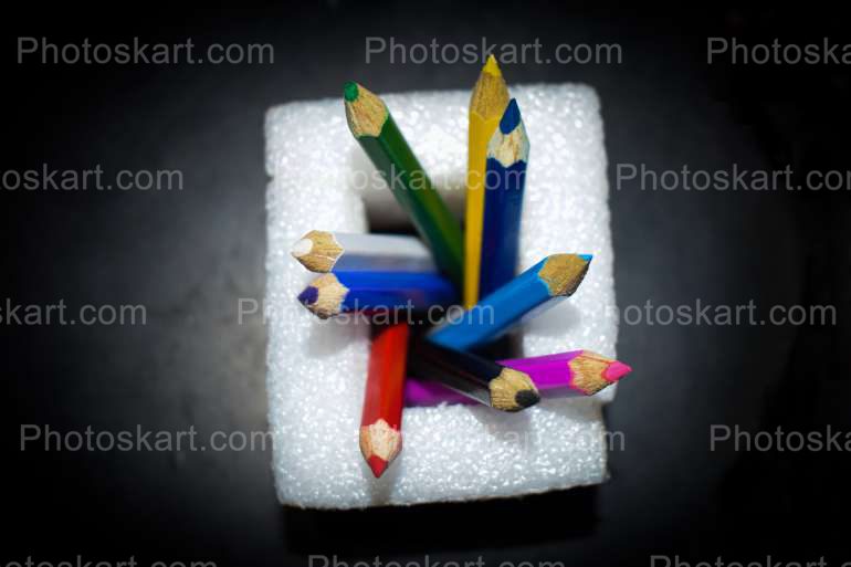 Color Pencil In Pencile Holder Stock Image