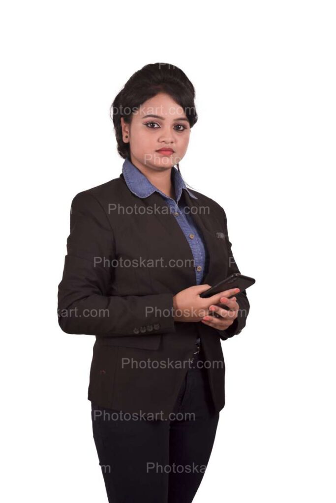 Confident Indian Women Holding A Smart Phone Stock Photos