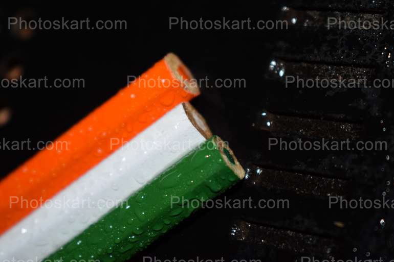Drawing Color Pencils Represented Indian National Flag Stock Photo