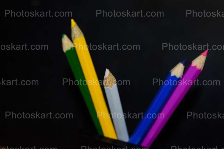 Five Color Pencils Stock Image Royalty Free