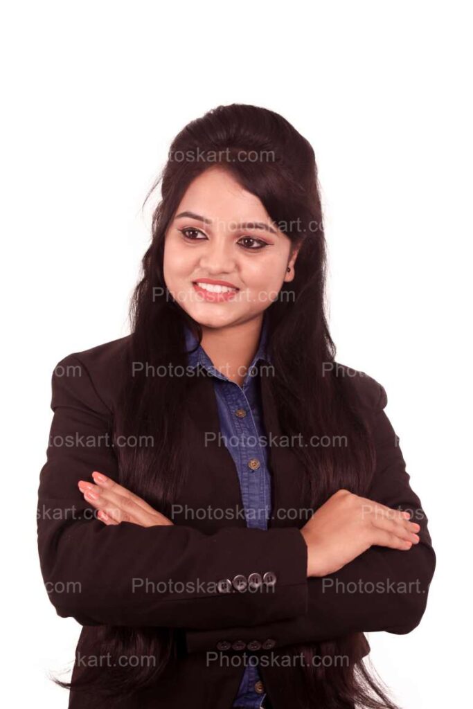 Indian Corporate Smiling Women Crossed Folded Hands Stock Photos