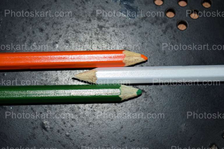 Indian Flag Color Using Color Pencils Stock Image