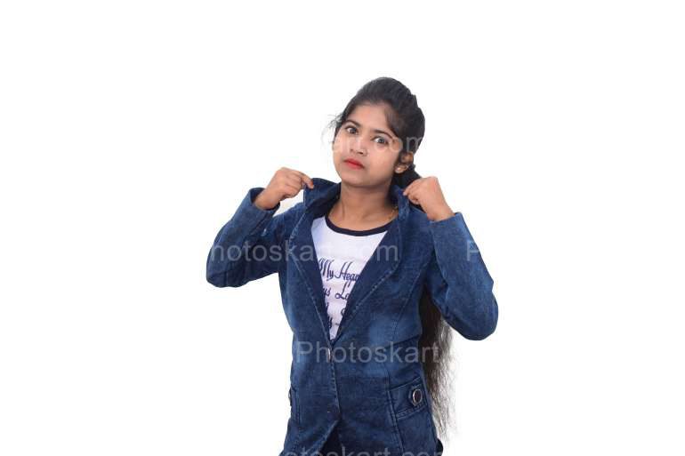 Portrait Of An Angry Girl Punching With Two Hands Stock Image