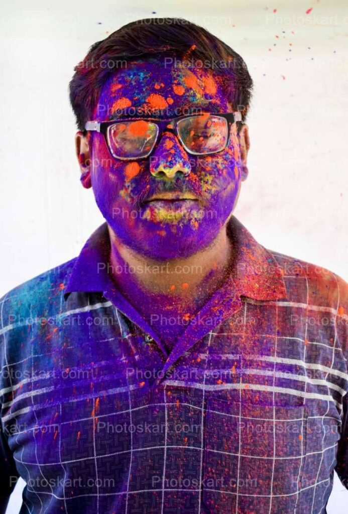 Portrait Of Young Indian Holi Boy Stock Image