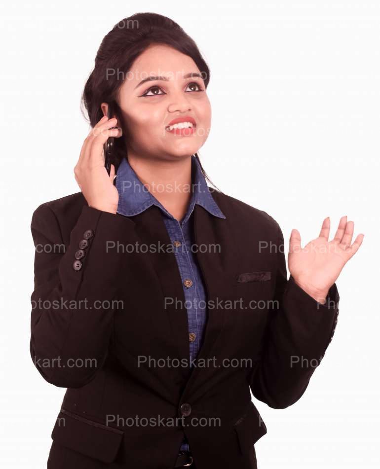 Smiling Young Indian Corporate Girl Talking On Phone Images Stock Photos