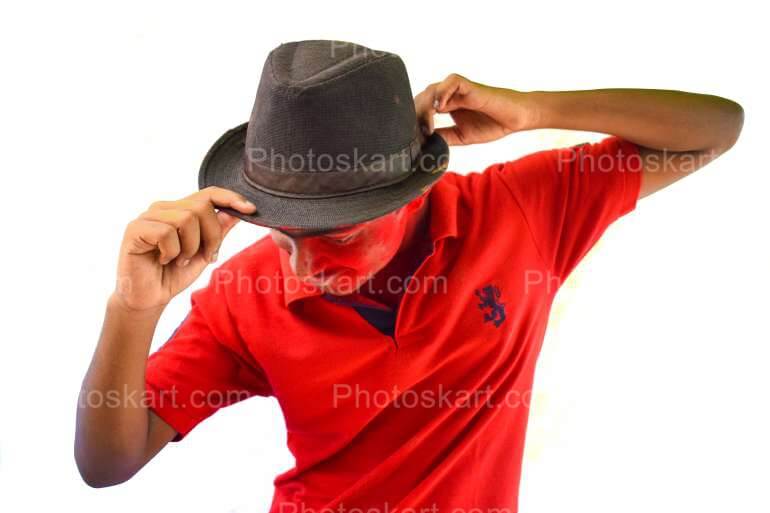 Young Indian Holi Boy Doing Mj Dancing Posture Stock Image