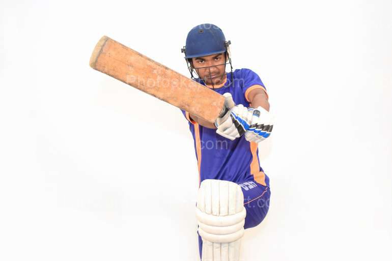 Batsman Playing On Drive Shot Stock Image