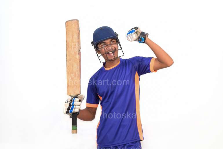 Cricket Batsman Celebrating Century Stock Image