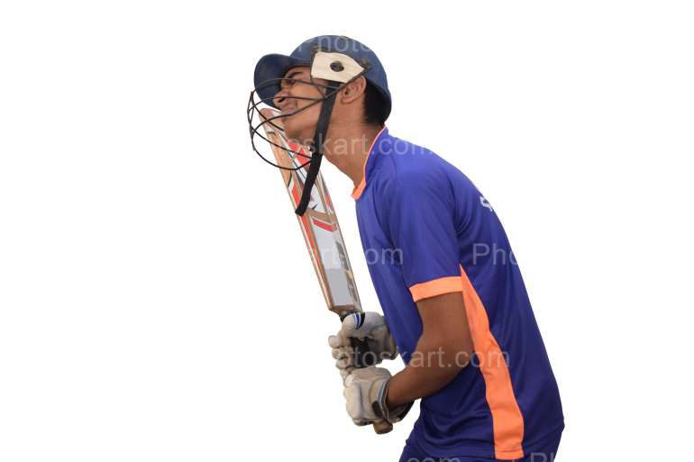 Cricket Batsman Missed Bouncer Ball Stock Image