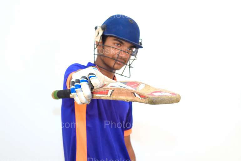 Cricket Batsman Showing Bat After Century Stock Image