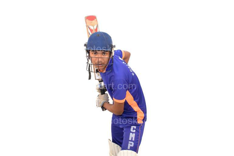 Cricketer Defence The Cricket Ball Stock Image