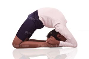 kapotasana pigeon pose yoga stock image