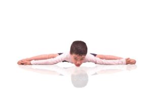 kapotasana pigeon pose yoga stock image 2