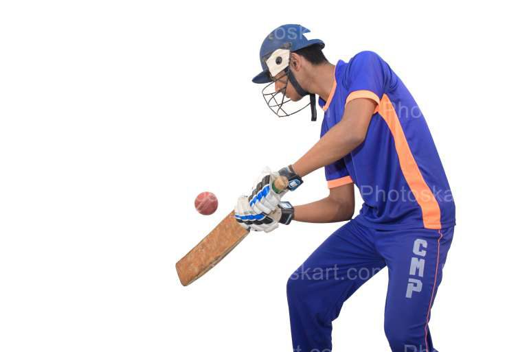 Batsman Playing Late Cut Shot Stock Image
