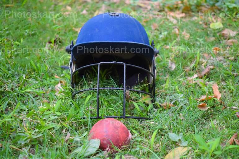 Stock Photo Of Cricket Helmet And Ball