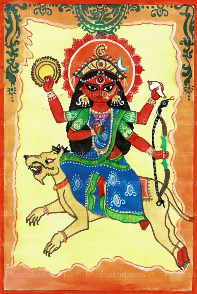 Hindu Goddess Durga Drawing Stock Images