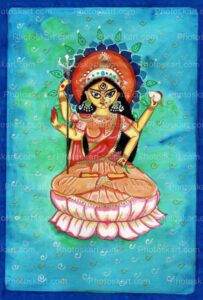 hindu goddess on lotus art drawing stock images
