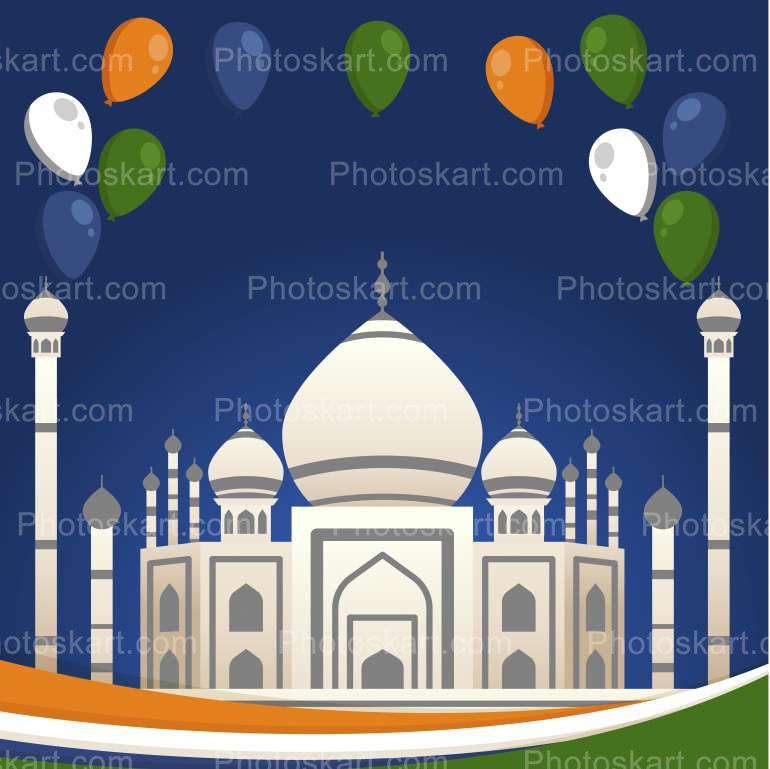 Tajmahal Background Vector Indian Flag Free Stock Image