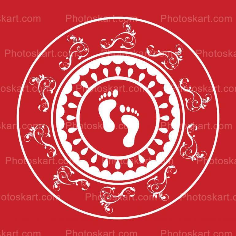 Mandala Background With Durga Maa Foot Step