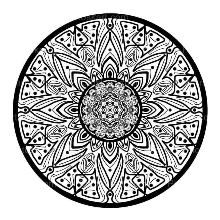 Round Black Mandala On White Isolated Background