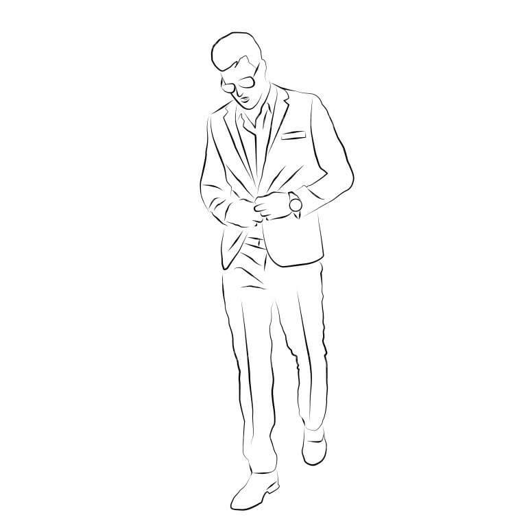 Sideways man wearing glasses line drawing - Stock Illustration [93478950] -  PIXTA