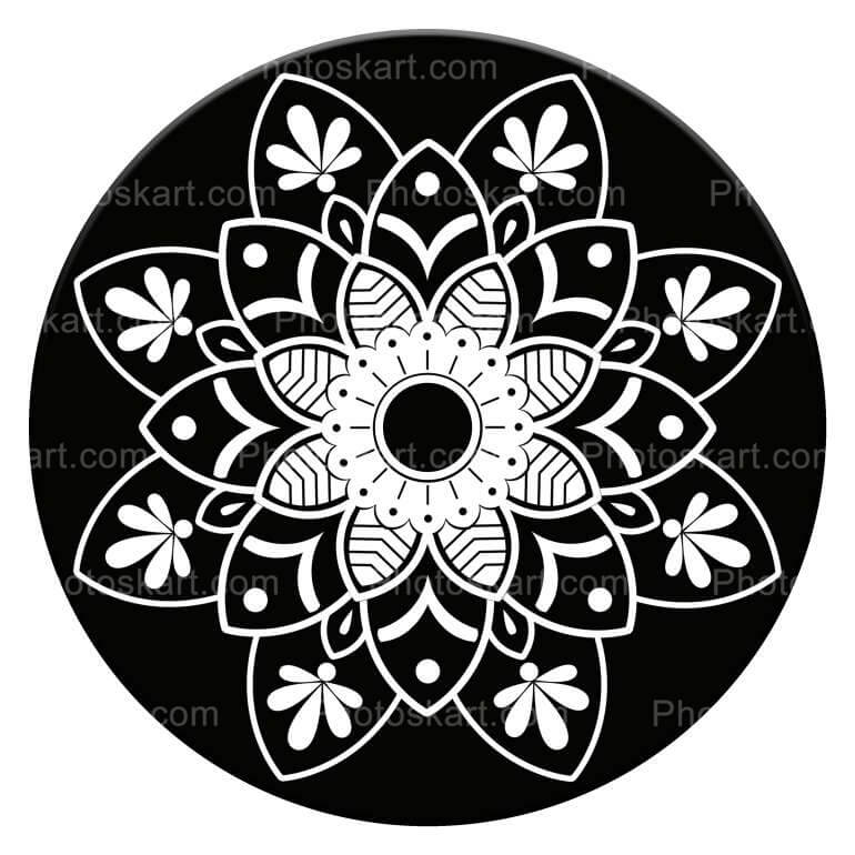 White Mandala In Black Background Stock Images