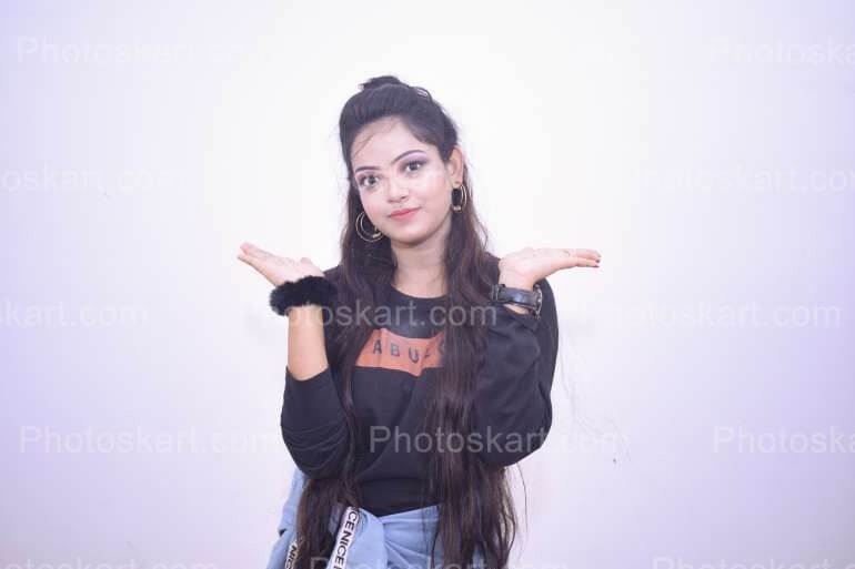 A Beautiful Indian Girl Doing Hand Gesture