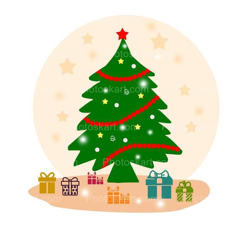 Smiling christmas tree with gifts Royalty Free Vector Image