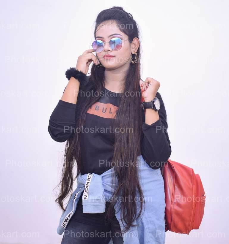 Indian Modern Girl With Bag