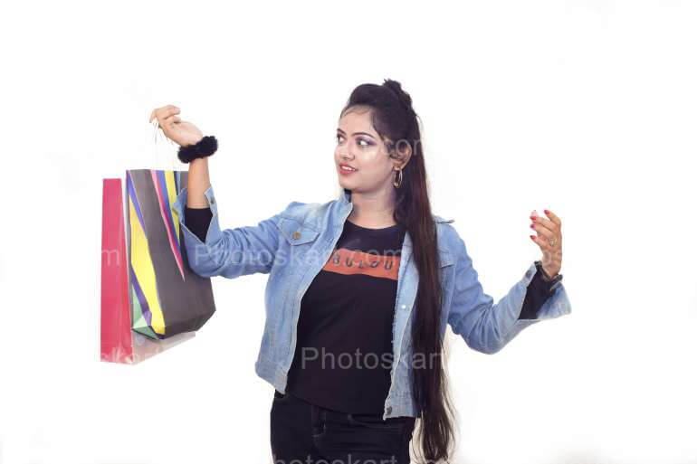 Modern Indian Girl With Shopping Bag