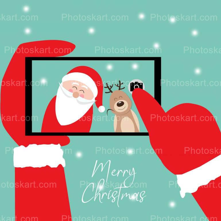 Santa Taking Selfie Vector Stock Image