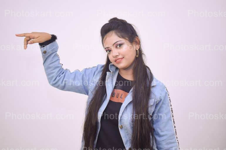 Stylish Indian Girl Pointing Something With Hand