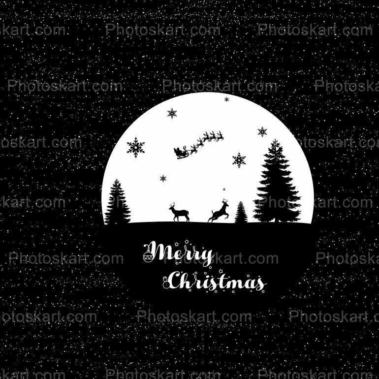 Black And White Christmas Night Stock Image
