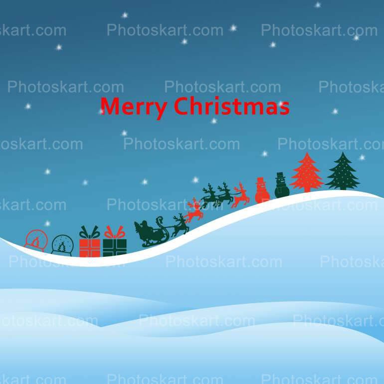 Christmas Evening On Snowy Hill Vector Images
