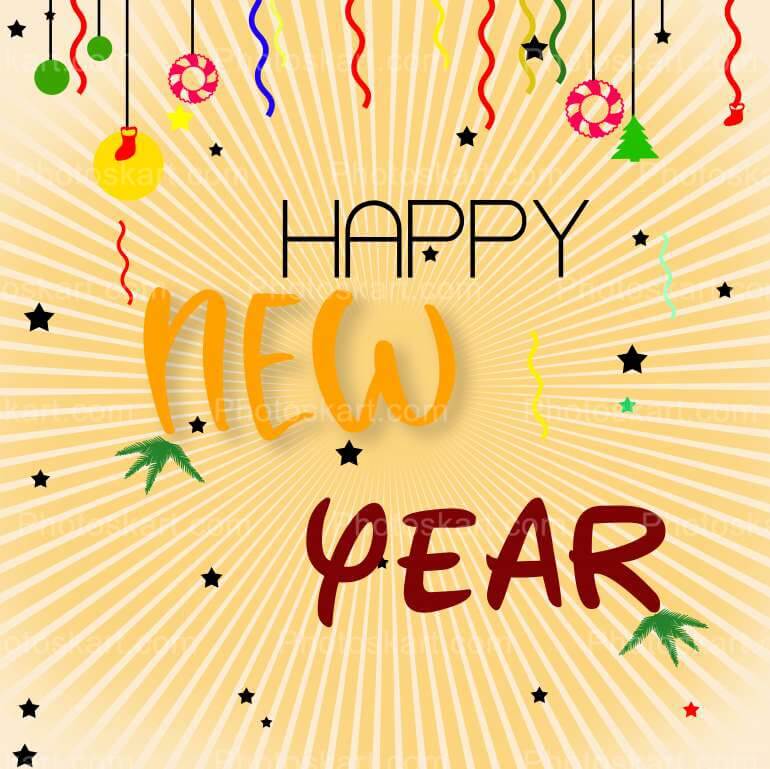 Happy New Year With Colorful Text
