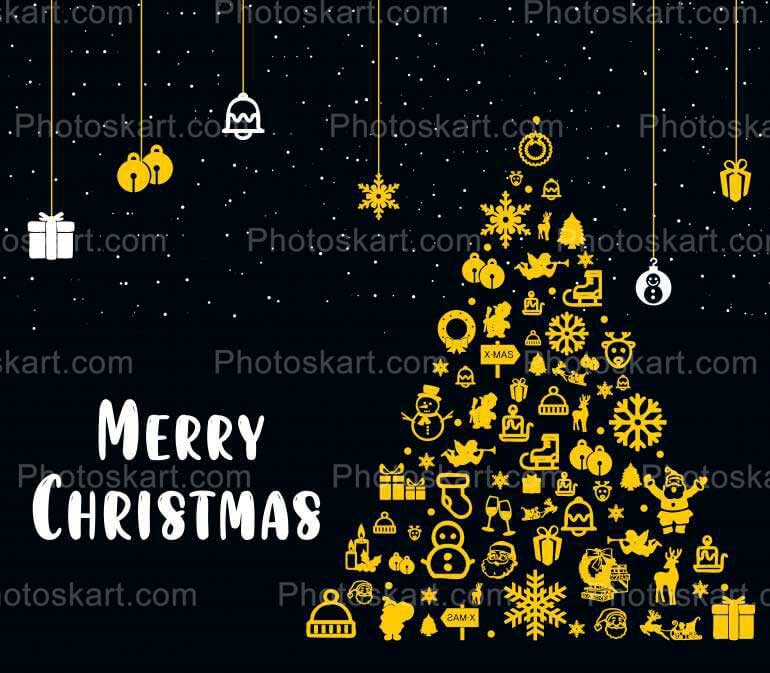 Merry Christmas Golden Icon Vector Stock Images