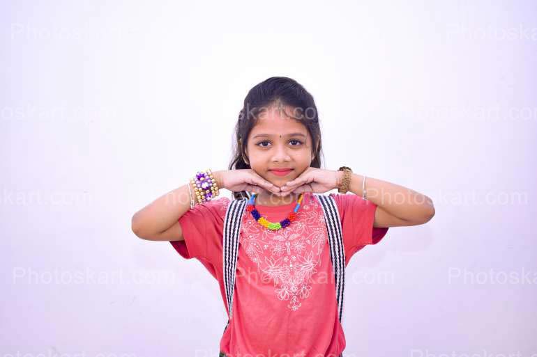 Red Dress Wearing Cute Little Girl Stock Image