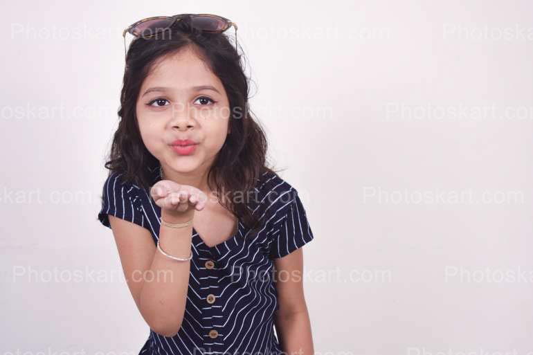 Smart Little Girl Wearing Blue Dress Stock Image