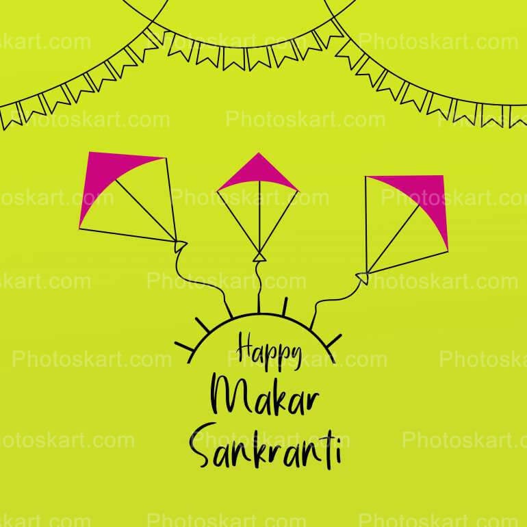happy makar sankranti free stock vector with green background | Photoskart