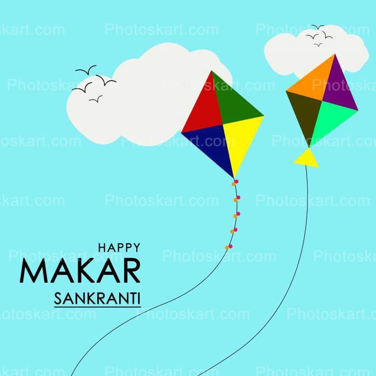 Happy Makar Sankranti Wishing With Two Flying Kites