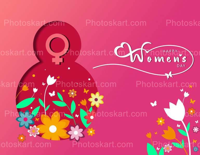 Happy Womens Day Wishing With Decorative Flowers