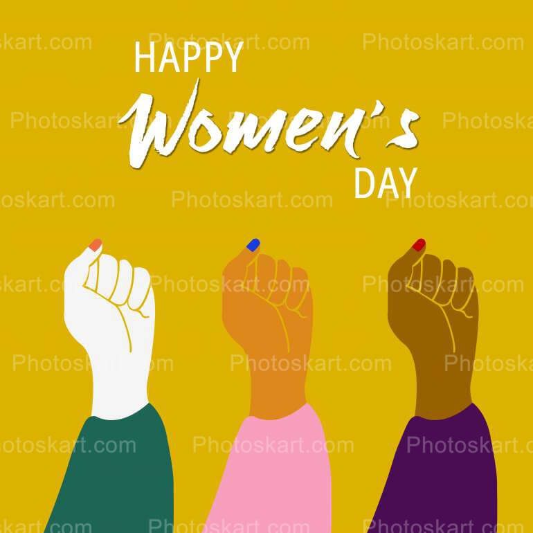 Happy Womens Day Wishing With Three Hands
