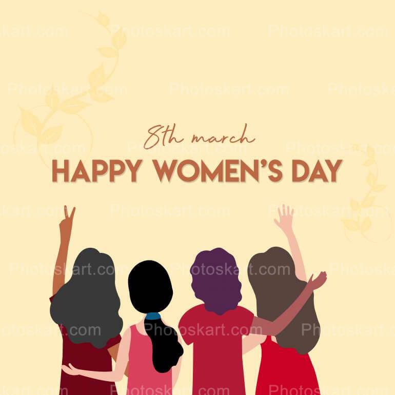 Happy Womens Day With Group Of Women Vector