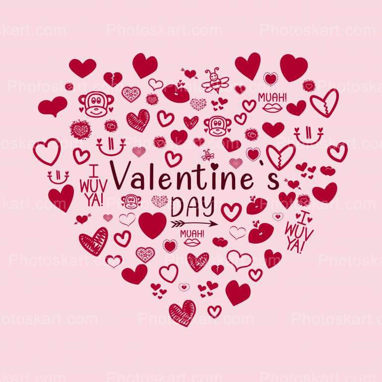 Love Icon Combo Valentine Wishing Stock Image