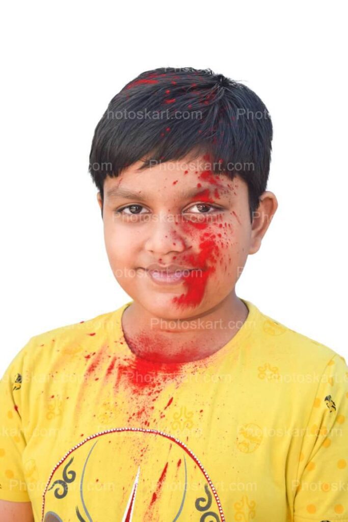 A Boy Holi Portrait Stock Image