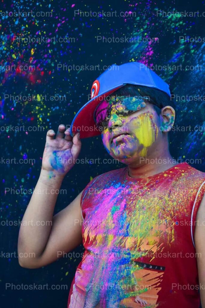 Attitude Boy Posing On Holi Festival